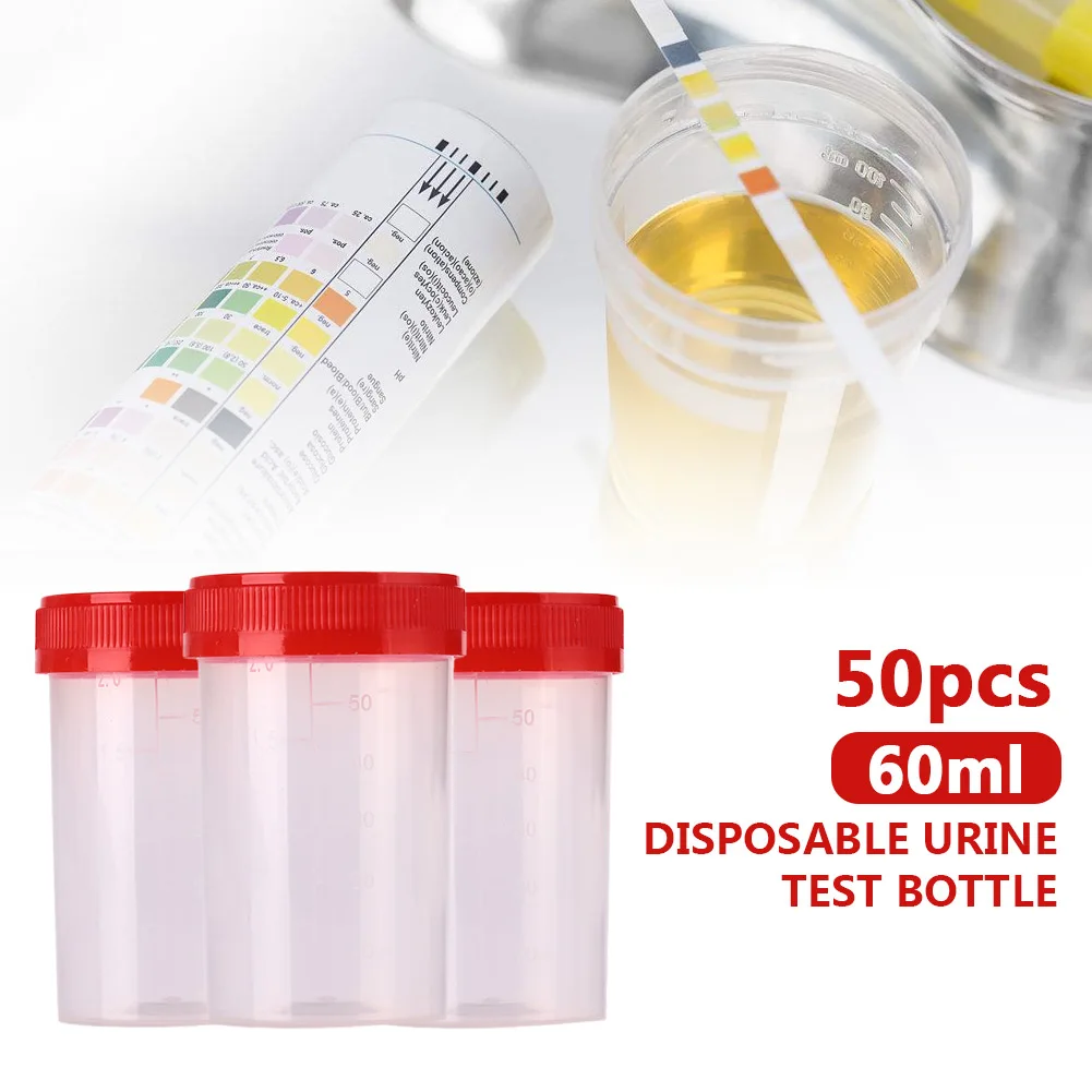 

50pcs/Set Specimen Bottle Sample Cup Disposable Nosodochium Container Test 60ml Useful Hospital Inspect Glass Convenient Tools