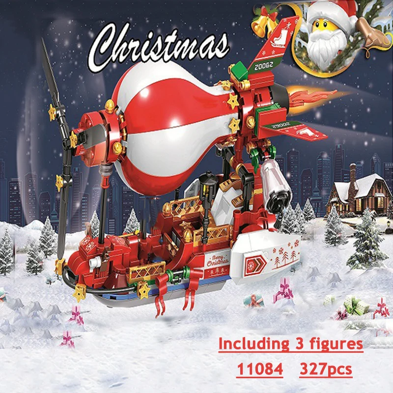 Конструктор городской поезд Рождественский зимний деревенский дом подарочный