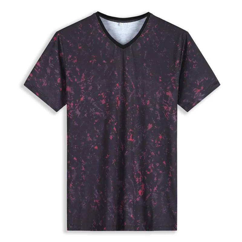 

Fattening plus size mercerized cotton V-neck short sleeve T-shirt vest male fat man chicken heart collar half sleeve flower