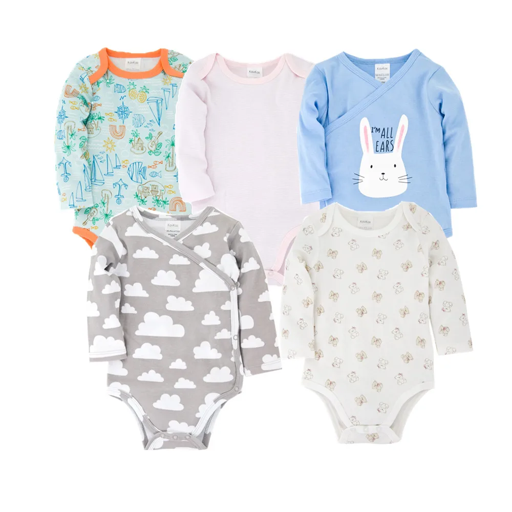 Kavkas Baby Bodysuit Newborn Infant Jumpsuit Long Sleeve Boy&ampGirl Clothes 5Pcs/set Toddler Costume ropa body bebe Pyjama | Мать и