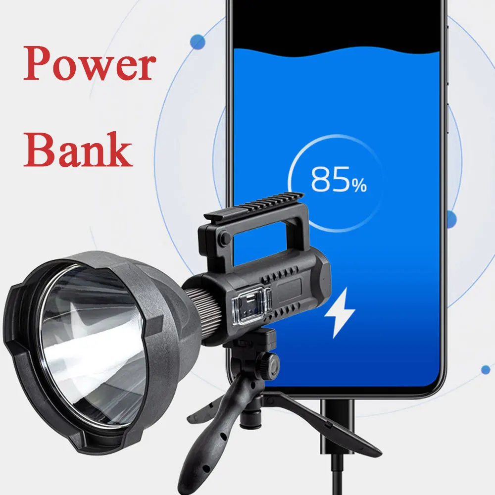 Preço P90 Led Lanterna Portátil Tocha Lâmpada Searchlight Usb Bateria Brilhante Embutido Recarregável à Prova Dspotlight água Spotlight Tripé Base
