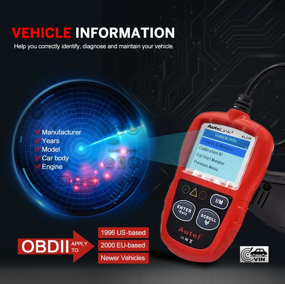 Autel AutoLink AL319 автоматический считыватель кода диагностический инструмент OBD2 сканер autel al319 automotriz считывание и стирание кода PK elm327 ML319