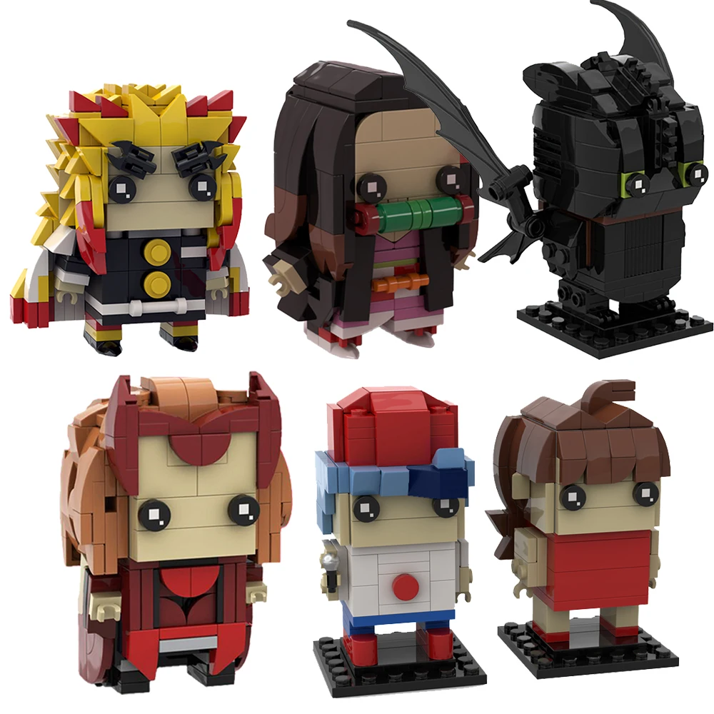 

MOC Brickheadzals Building Block Cartoon Animation night-evil magic Diy Educational Building Block toy For Child Gfit