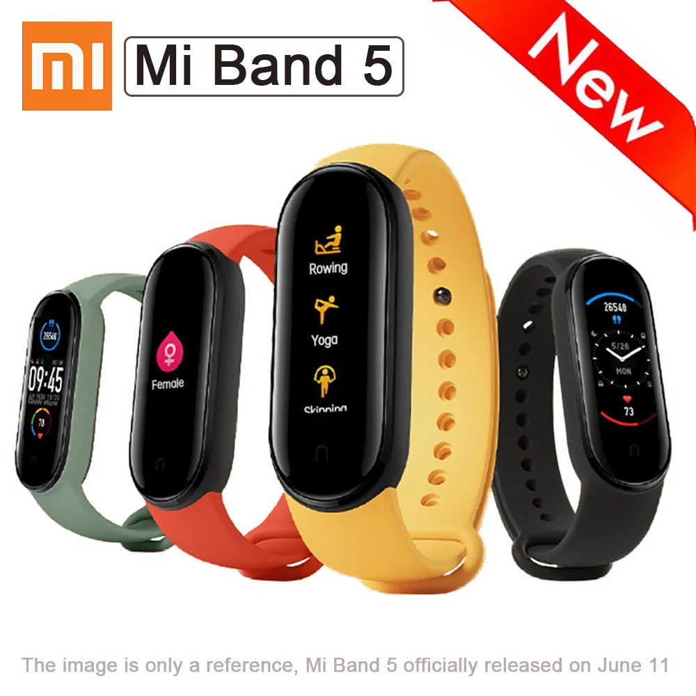 Смарт-браслет Xiaomi Mi Band 5 цветной AMOLED экран 11 спортивных режимов функция удаленной