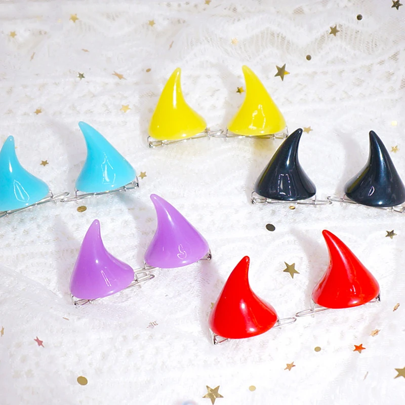 Заколки для волос в виде рога маленького демона или быка 1 пара аксессуары