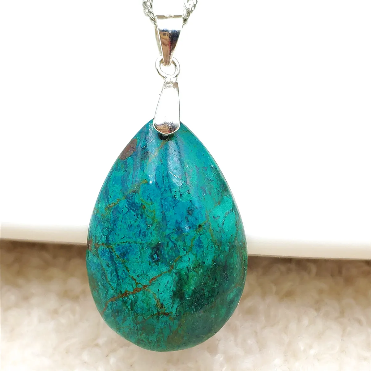 

Genuine Natural Malachite Green Chrysocolla Pendant 28x19x7mm Gemstone Women Men Water Drop Jewelry AAAAA