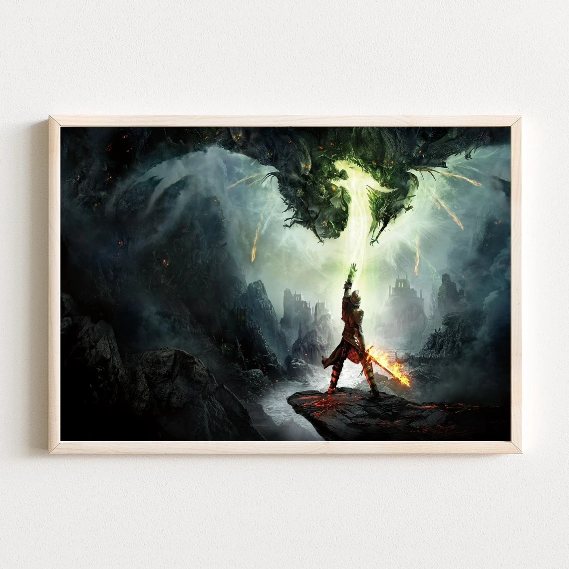 

Постер видеоигры на холсте с изображением дракона и инквизиции PS4, украшение для дома, настенная живопись (без рамки)