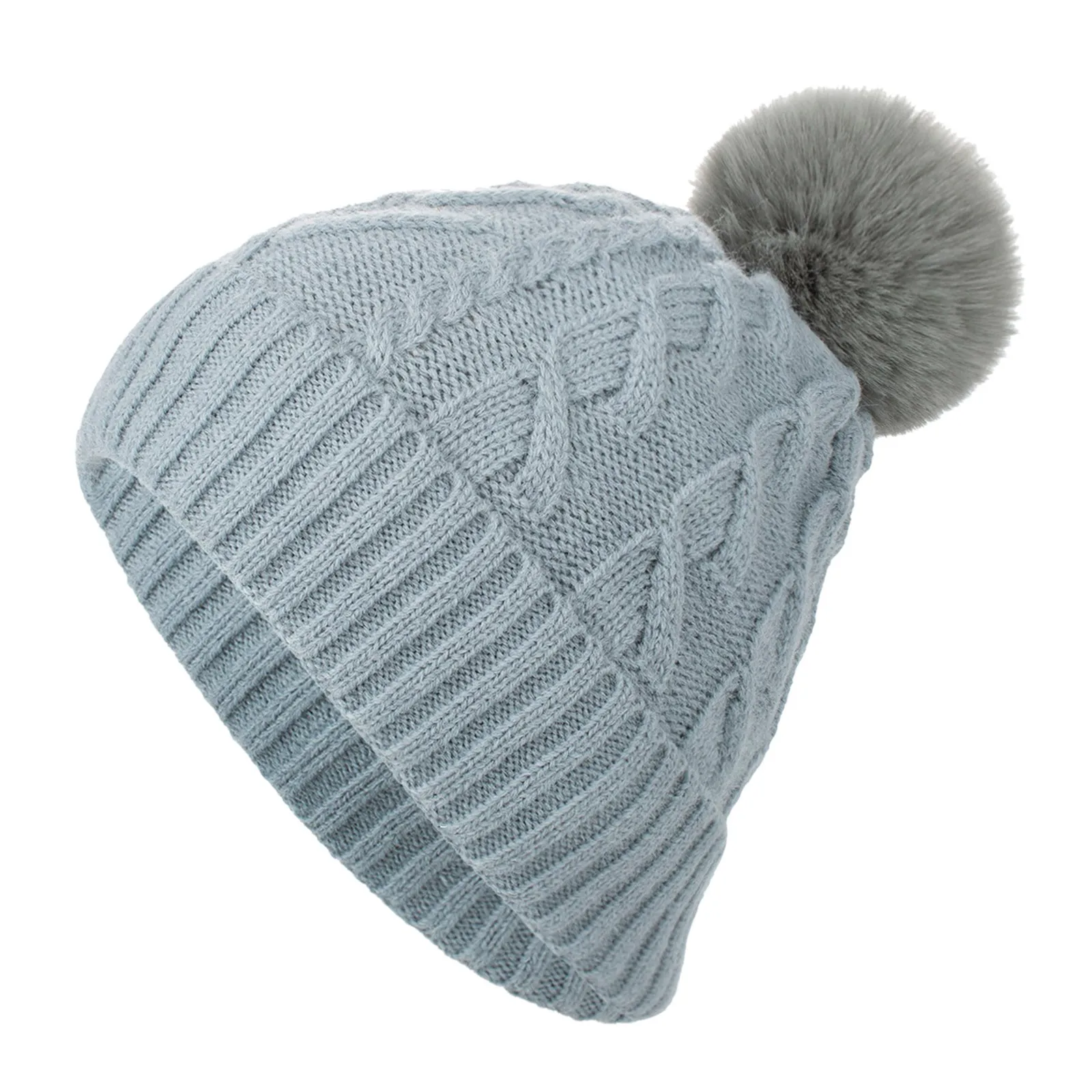 

Outdoor Winter Adult Neutral Keep Warm Hairball Plush Hats Knitted Woolen Hat Fashion Design And High Quality