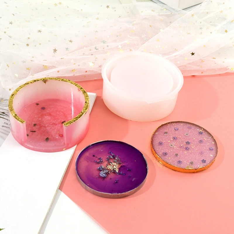 

1 Set of Coaster Storage Box Mold Round Shape Square Shape Silicone Material Art Crafts Supplies Home Decor Gifts