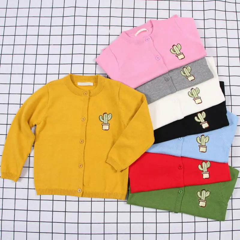 Осенне зимний Кардиган с вышивкой и КАКТУСОМ повседневная верхняя одежда свитер