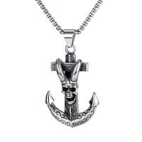 gothic retro skull shofar anchor pendants men necklaces punk rock stainless steel hip hop jewelry aesthetic accessories necklace