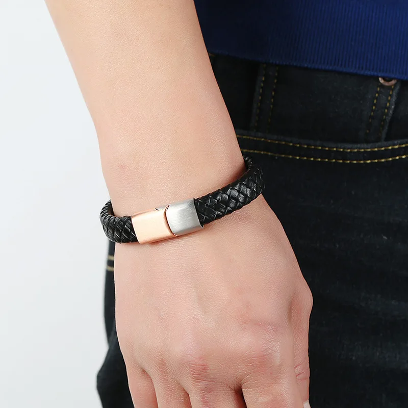 Уникальный Модный классический Плетеный Кожаный Браслет манжета винтажные