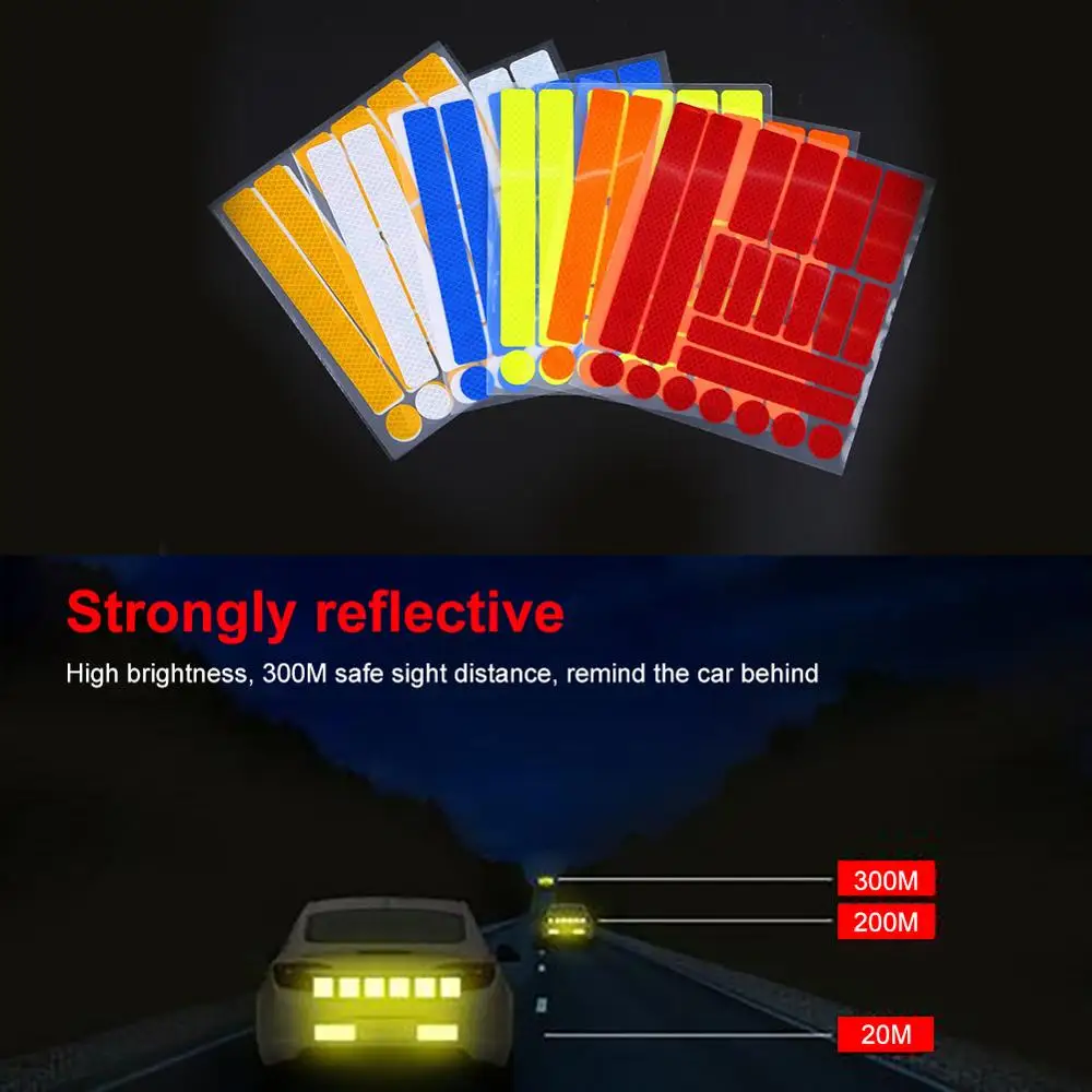 

Car Reflective Stickers Motorcycle Bicycle Reflector Cycling Warning Reflector Film Cycling Decal Tape Bicycle Stickers