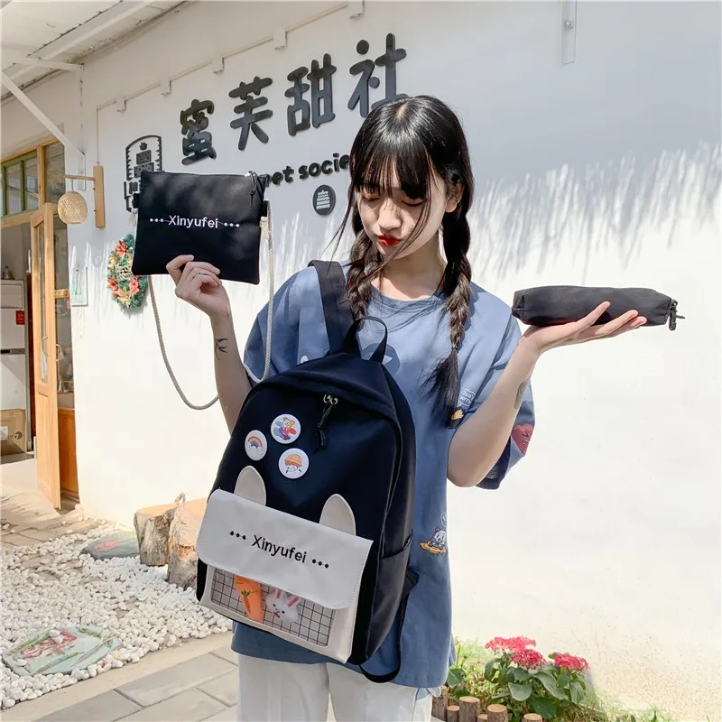 Летний модный женский рюкзак из 3 предметов, Водонепроницаемый школьный ранец для девочек, вместительные дорожные рюкзаки