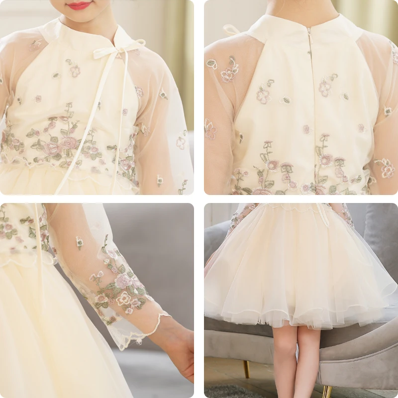 

Embroidery A-Line Vestido De Fiesta CB164 For Mother And Daughter High Collar Elegant Prom Dress Parent Child Formal Party Gowns