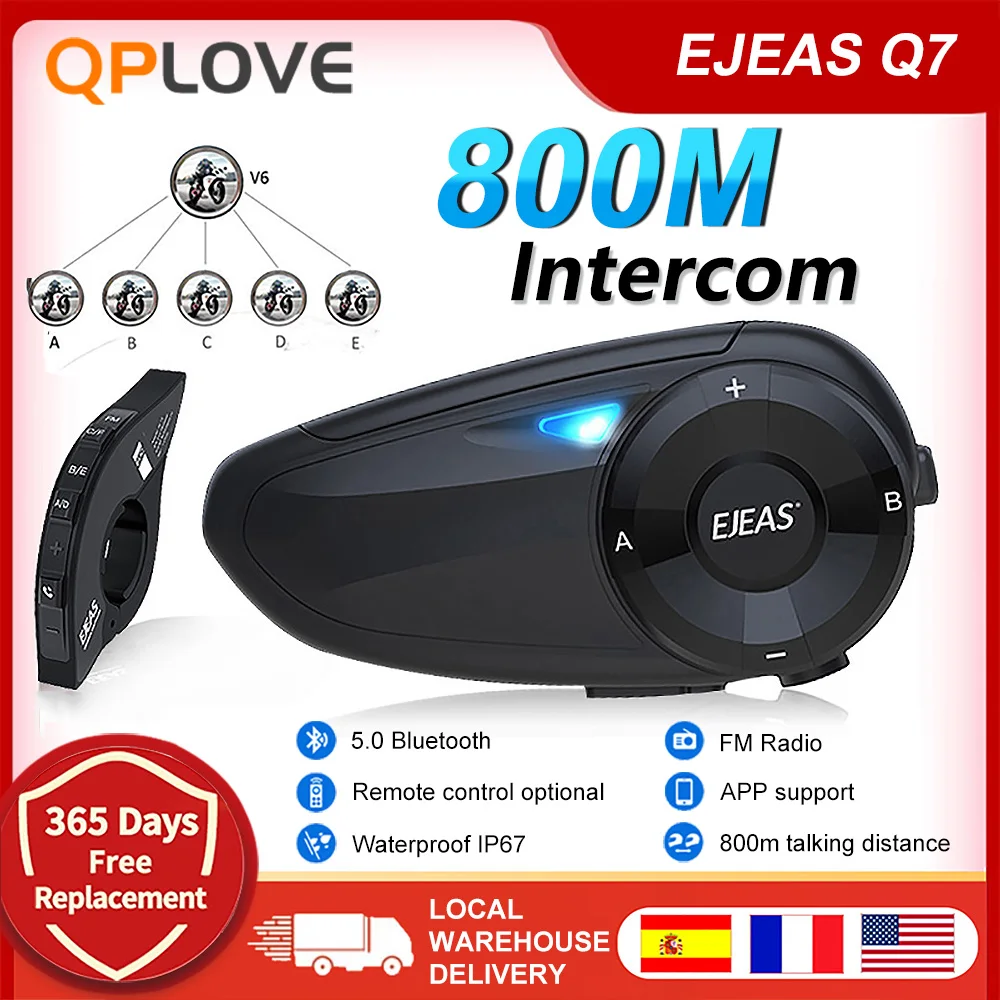 Bluetooth-гарнитура для мотоциклетного шлема до 7 водителей | Автомобили и мотоциклы