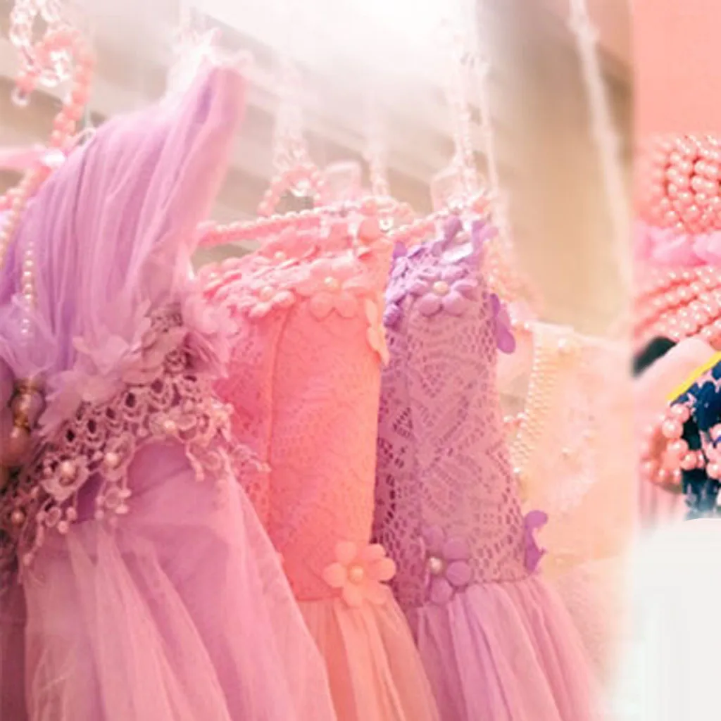 

20/40cm Pearl Beaded Clothes Hanger Rack with Clip for Pants Trouser Dress Skirt