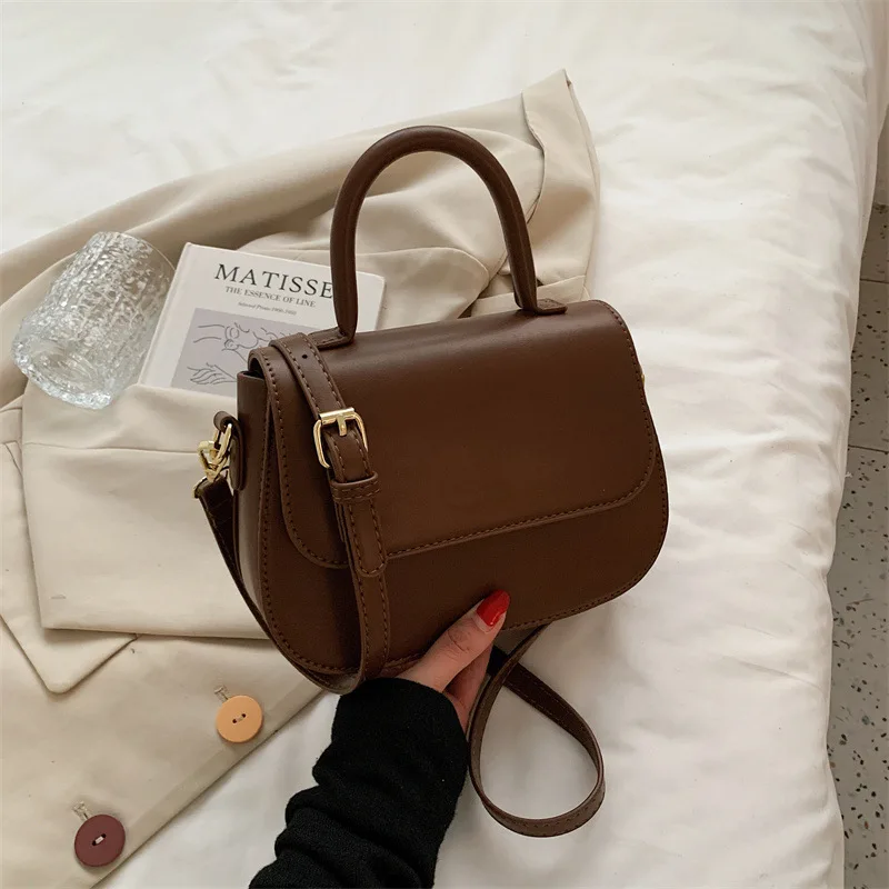 

2021 New Trendy Fashion Simple Retro Single Shoulder Messenger Bag Portable Small Square Bag High Quality Popular Female Bag