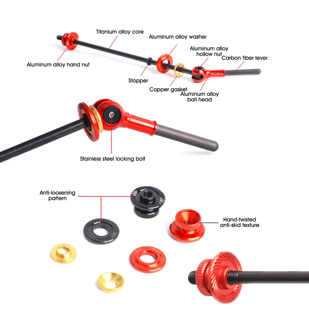 

1Pair Bike Quick Release Skewer Set Front and Rear Bike Axle for QR 100/130mm(Road), QR 100/135mm(MTB) Drop shipping