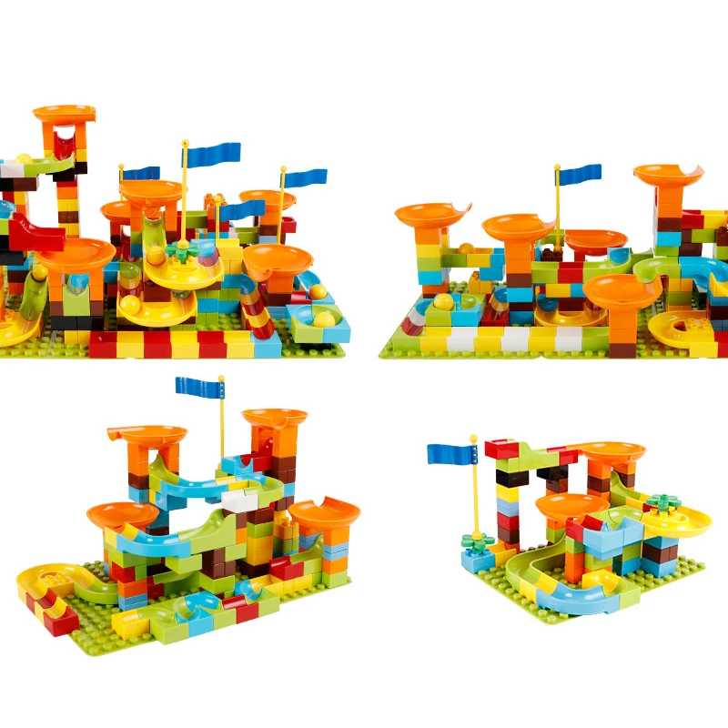 

Hot Marble Race Run Big Block Compatible Duploed Building Blocks Funnel Slide Blocks DIY Bricks Boy Toys For Children Kid Gifts