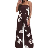 women jumpsuits floral print off the shoulder bandage summer backless one piece female jumpsuits for home