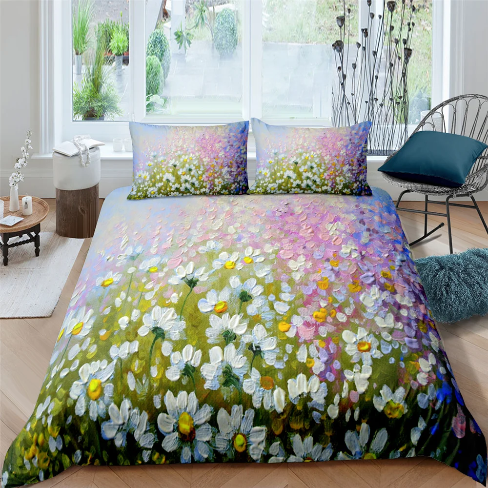 

3D Oil Painting Bedding Set Flowers Duvet Cover Soft Bedclothes With Pillowcases 2/3pcs Home Textiles Accept Custom Drop Ship
