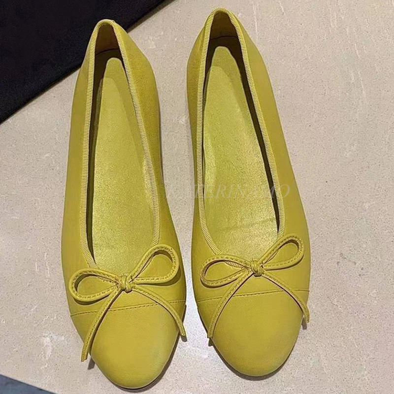 

Женские лоферы на плоской подошве, балетки из натуральной кожи с бантом