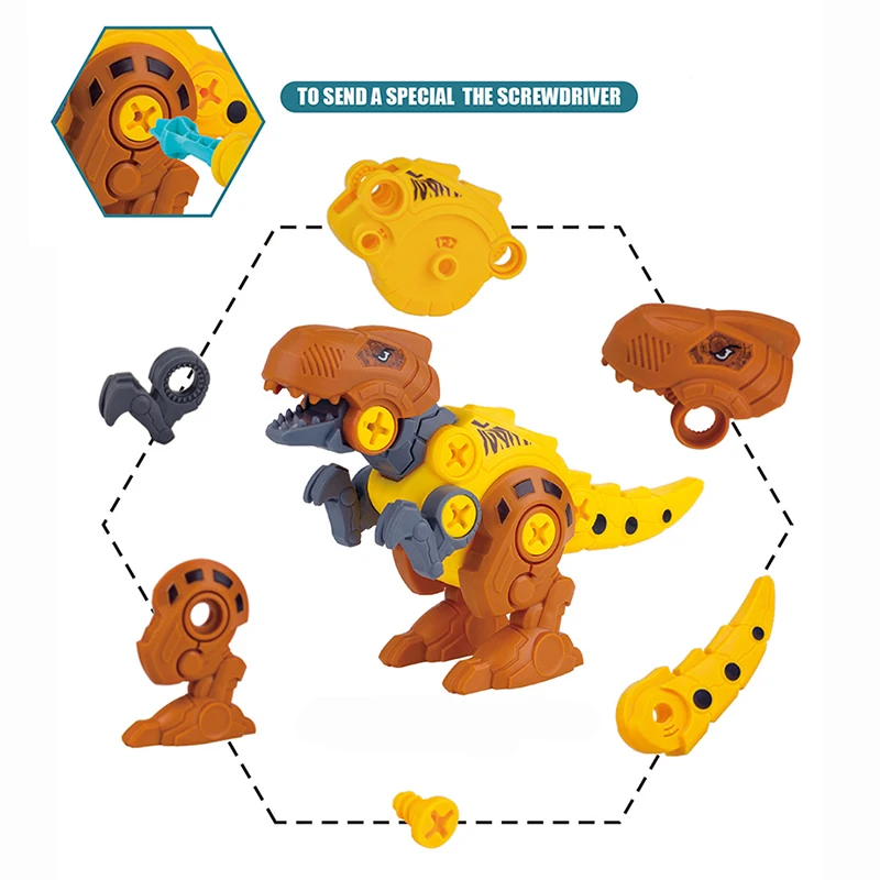 DIY Disassembly Dinosaur Model Toy Set Screw Nut Assembly Plastic Blocks Early Educational Toys For Children Kids Baby Gift | Игрушки и