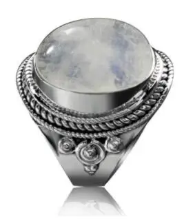 Moonstone 925 Серебряное кольцо овальное 8*10 мм натуральный лунный камень кольцо старинный камень кольцо ювелирные изделия Женская Вечеринка юбилей - Цвет камня: Moonstone