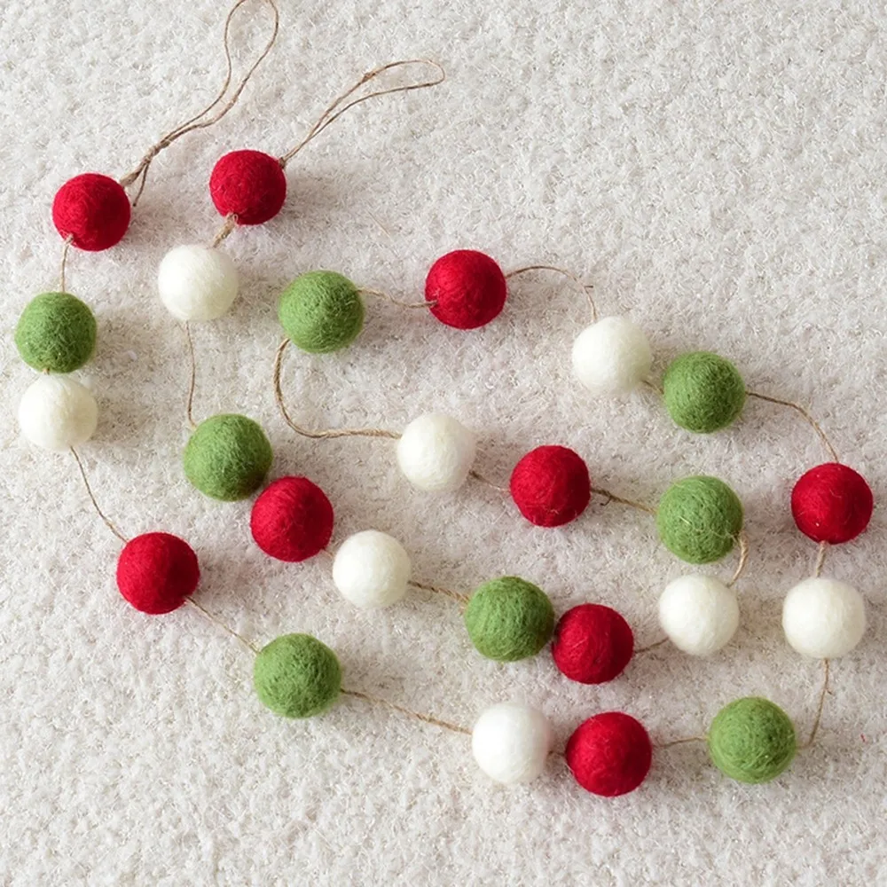 Ball string Веселое Елочное украшение шарик из шерстяного войлока струна кулон Рождественский венок орнамент украшения для домашнего фестиваля - Цвет: Ball string