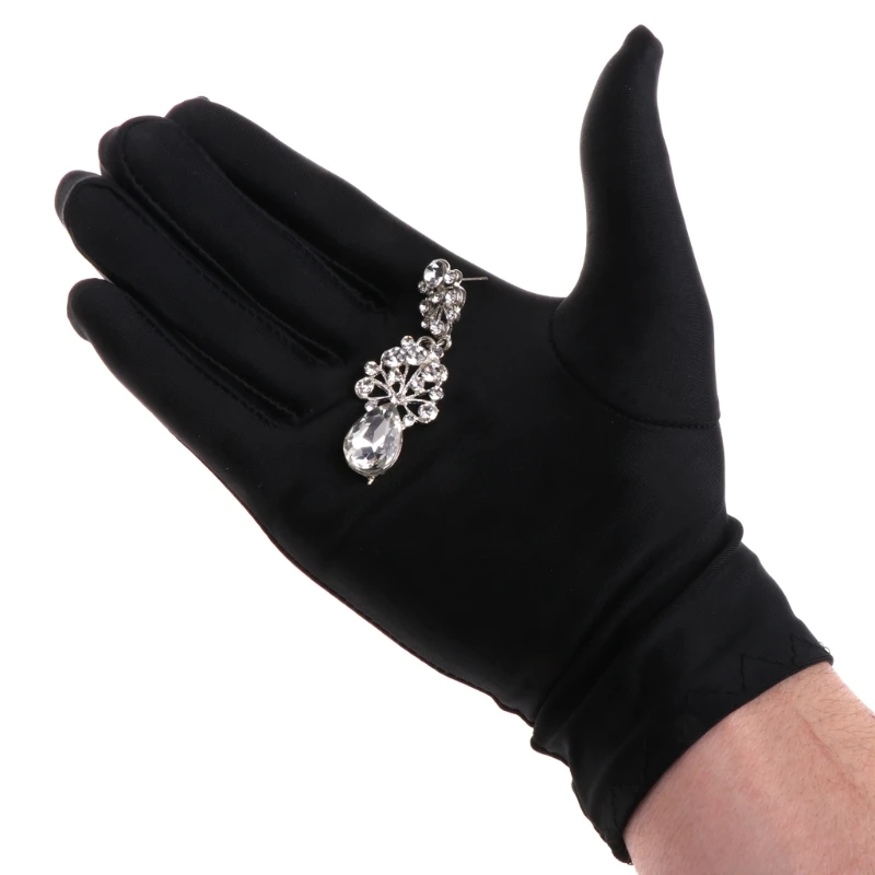 

U90E Jewelry Gloves Black Inspection With Soft Blend Cotton Lisle For Work Protection