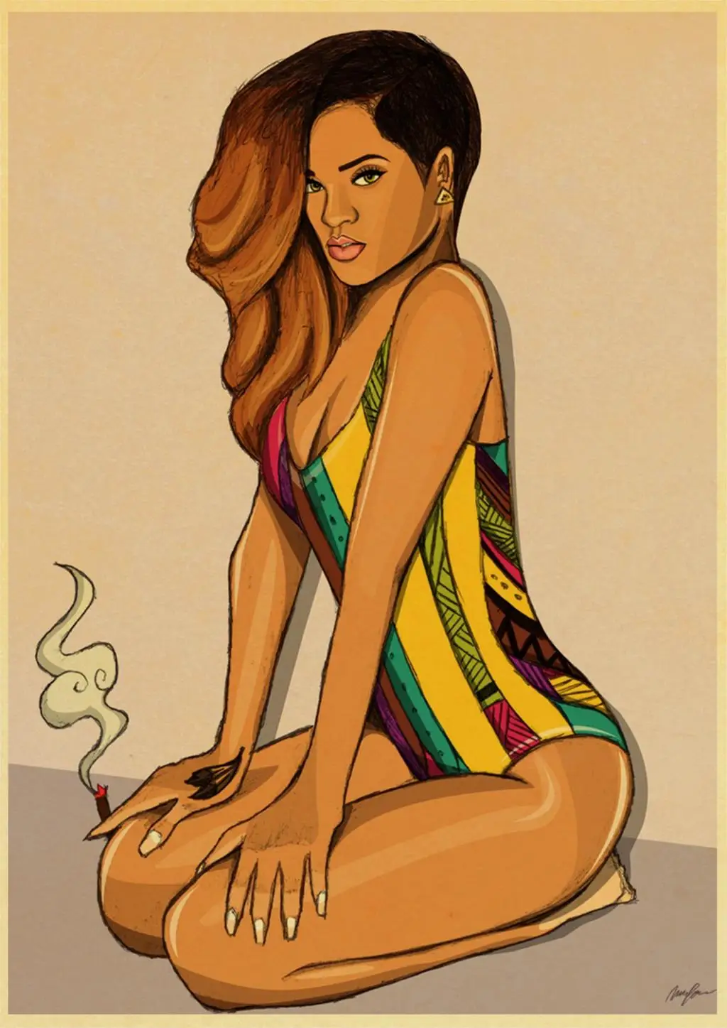 

Vintage Poster Cool Anime Girls Movie Poster Retro Wall Art Poster Wall Decor For Home Room Cafe Bar painting