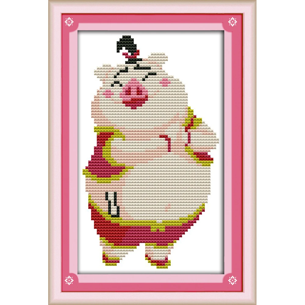 

Everlasting Love Lucky Pig Chinese Cross Stitch Kits Ecological Cotton Stamped Printed 11CT DIY Gift Wedding Decoration For Home