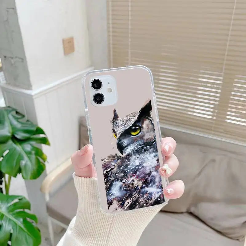 

Lovely Animal Owl Phone Case For iphone 7 8 plus x xr xs 11 12 mini pro max transparent nax fundas cover