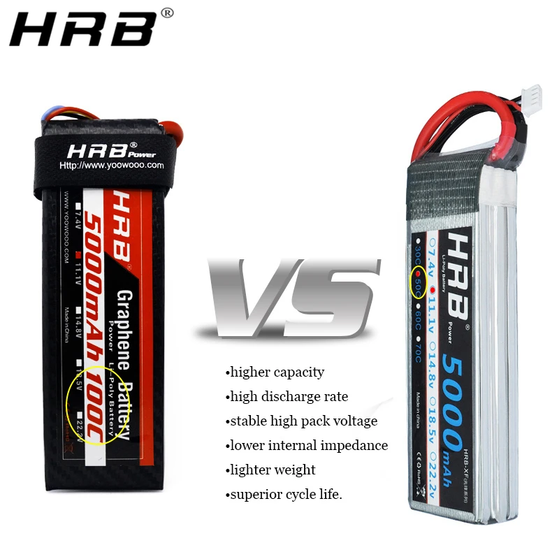 HRB Graphene 3S 11.1V Lipo Battery 5000mah 100C XT90 XT60 Deans EC5 T XT90-S For TRX 4WD Racing Car Airplane Boat Truck RC Parts | Игрушки и