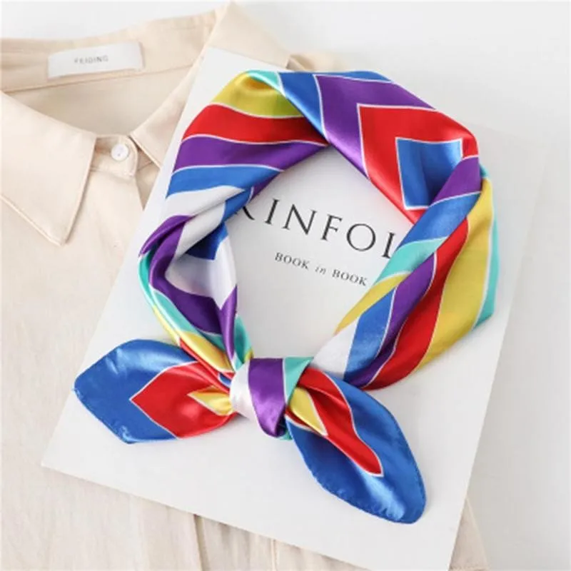 

2021 Square Silk Scarf Women 60*60cm Small Neck Scarfs Office Kerchief Hair Female Shawl Lady Hand Foulard Bandana Band Y8O5