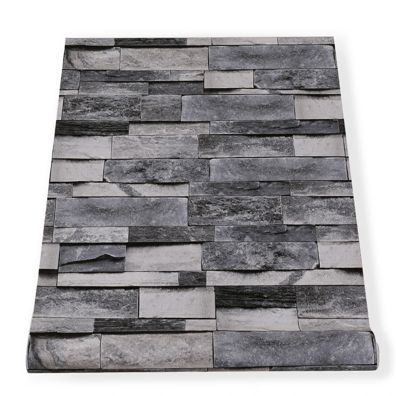

Bedroom Living room Self Adhesive Light Gray Vintage Brick Textured Contact Paper Faux Stone Wallpaper Rolls For TV Background