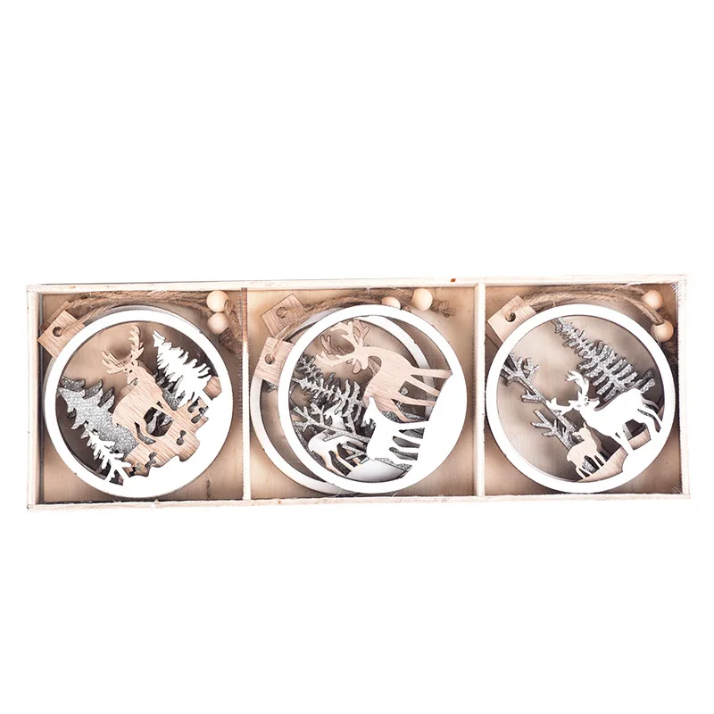 6 шт./Лот рождественские украшения подарки деревянные лось Санта-Клаус