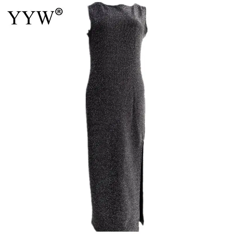 Женское длинное вечернее платье с блестками без рукавов модель 2020|Вечерние