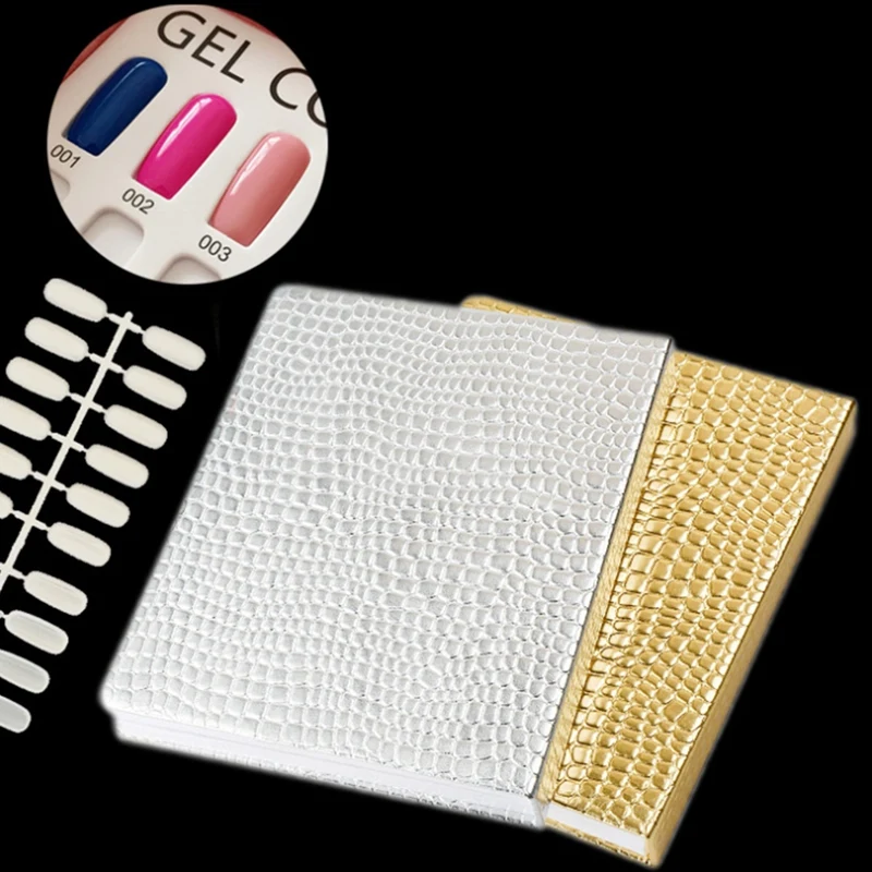 

120 Colors Nail Display Book Fake Nails Color Showing Chart Art Nail Tips Storing Cards Shelf Book