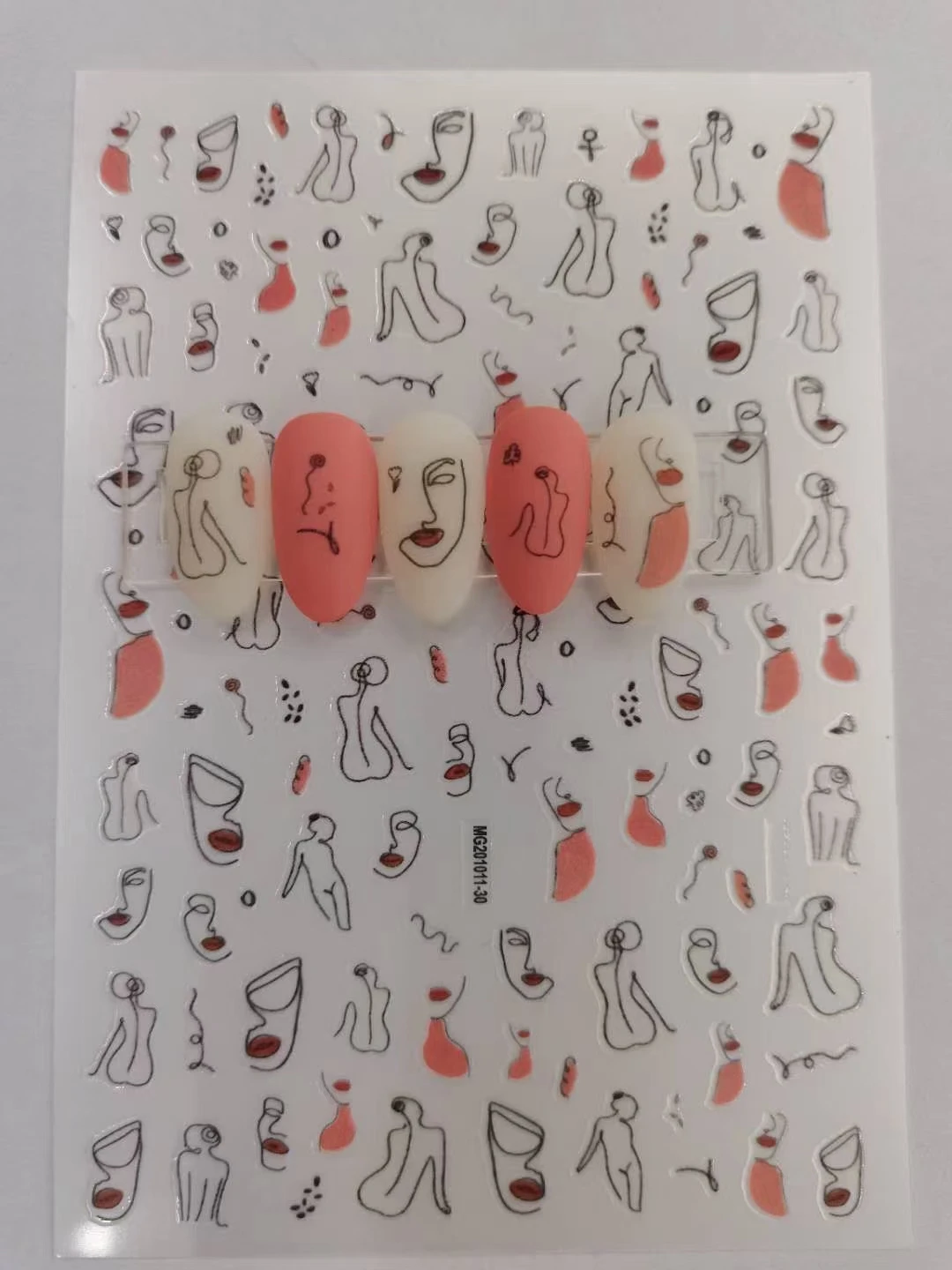 3D Nail Sticker Face Design DIY Tips Nail Art Decoration Packaging Self-adhesive Transfer Decal Slider