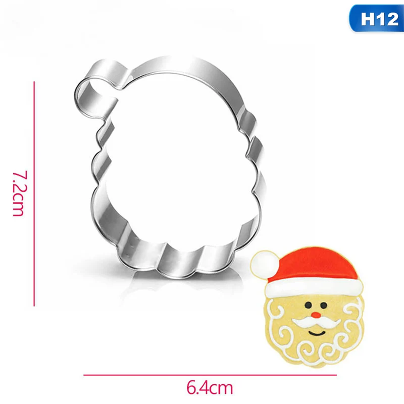 12 Stainless Steel Biscuit Mould Santa Claus Shape Fondant Cake Mold DIY Sugar Craft Xmas 3D Pastry Cookie Cutters Cake Tools - Color: 12