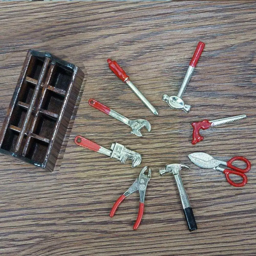 

New 1:12 Dollhouse Accessories Mini Toolbox Handmade Furniture House 8 Diy Sets Tools Mini Model Pcs J5m8