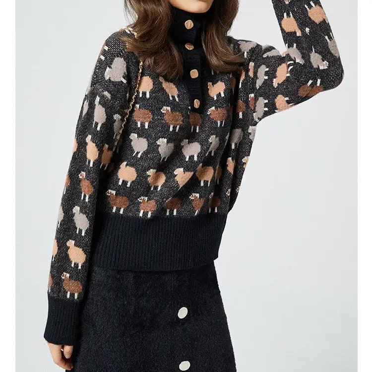 

Little sheep academic style navy collar short sweater trembles with soft milk female Japanese fresh sweet fashion coat