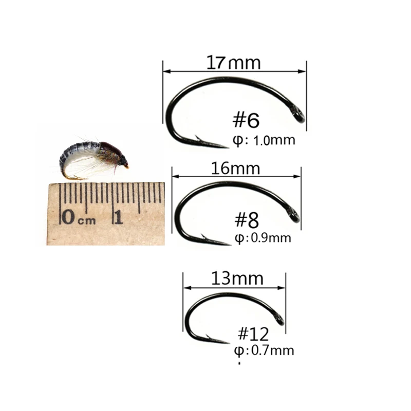 Bimoo 6 шт. Реалистичная черная нахлыстовая Нимфа приманка для ловли форели