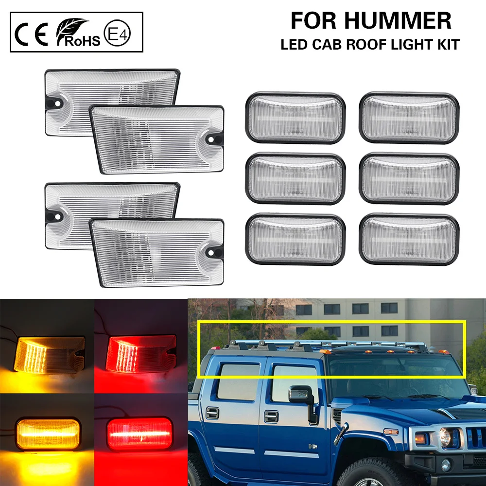 

2/3/10pc For Hummer H2 2003 2004 2005 2006 2007 2008 2009 H2 SUT 2005-2009 Front+Rear Full Kit Clear lens LED Cab Roof Light Kit
