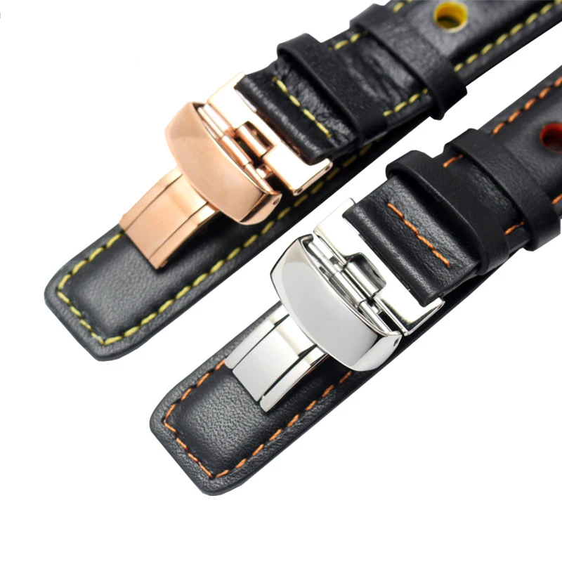 For Tissot racing series leather strap prs516 T91 1853 strap 20mm black orange thread with butterfly buckle