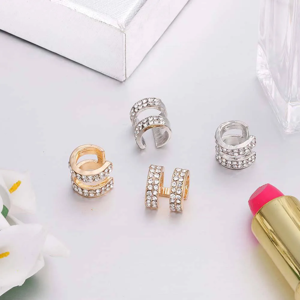 Женские серьги с кристаллами модные маленькие круглые серьги-каффы для ушей