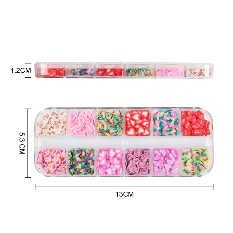 

Polymer Clay Slices Sequins For Nail Design Valentines Love Heart Flakes Nail Decorations Polish Manicure Nail Art Accessories