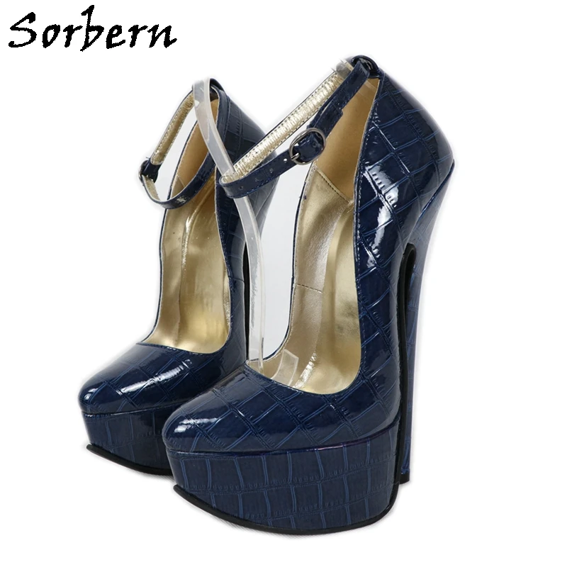 Sorbern مخصص التمساح مضخة حذاء 20 سنتيمتر عالية الكعب أشار تو crossخلع الملابس الأحذية صنم منصة قوس خاص متعدد الألوان